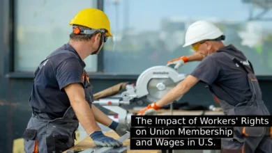 Two workers, one wearing a yellow helmet and the other wearing a white helmet