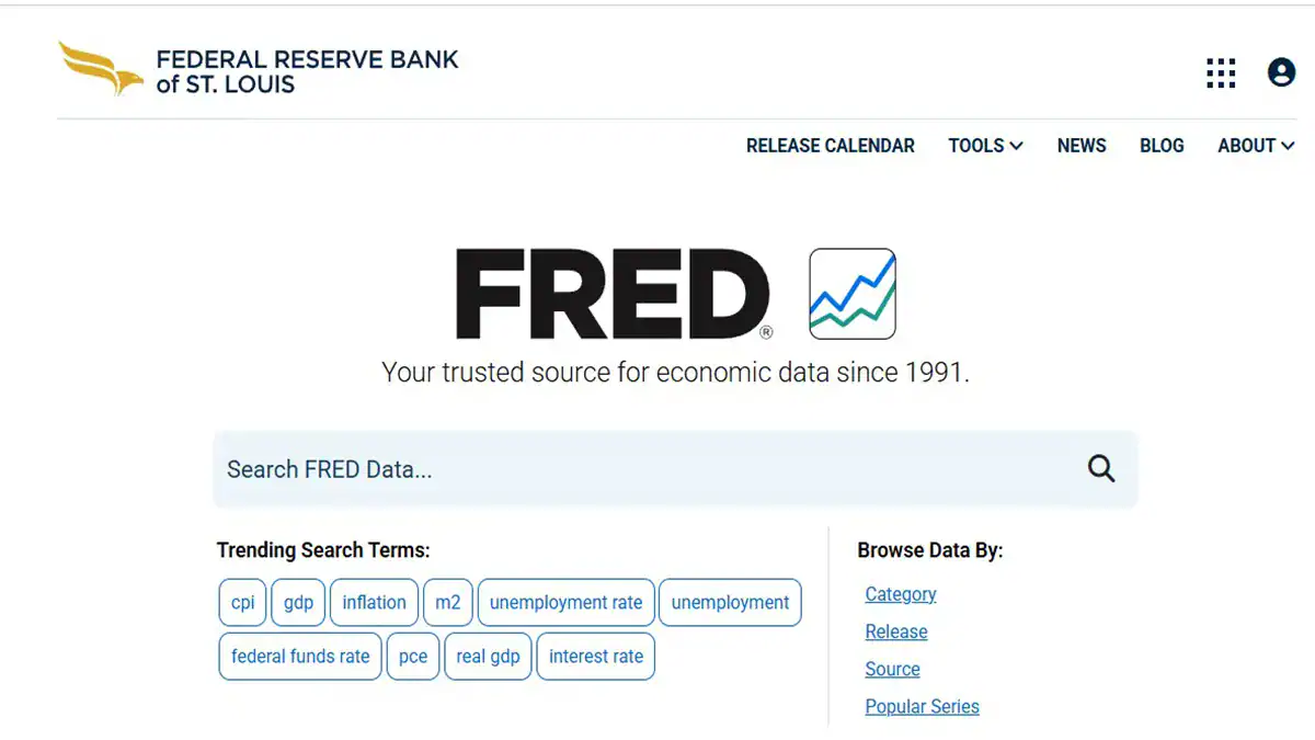 Image from the Federal Reserve Bank of St. Louis’s Federal Reserve Economic Data website interface