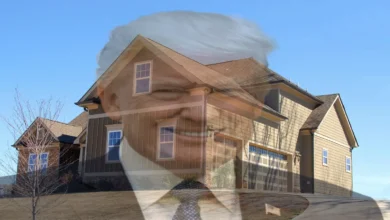 Picture of a house with a transparent image of President Trump appearing to be over the house.